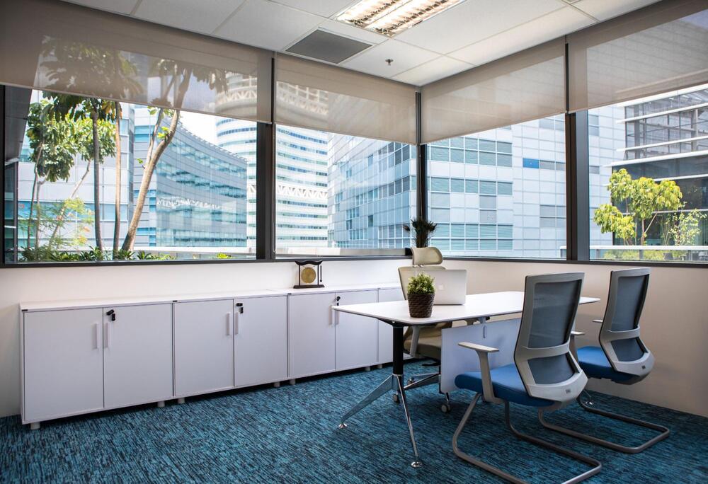 blue and brown office decorating ideas