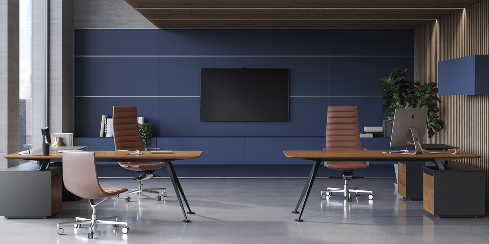 blue and brown office decorating ideas