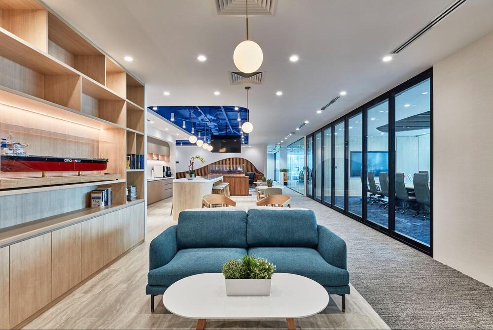 blue and white office ideas