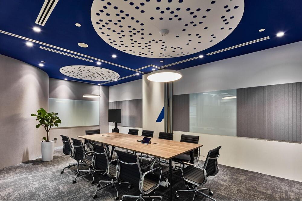 grey and blue office ideas