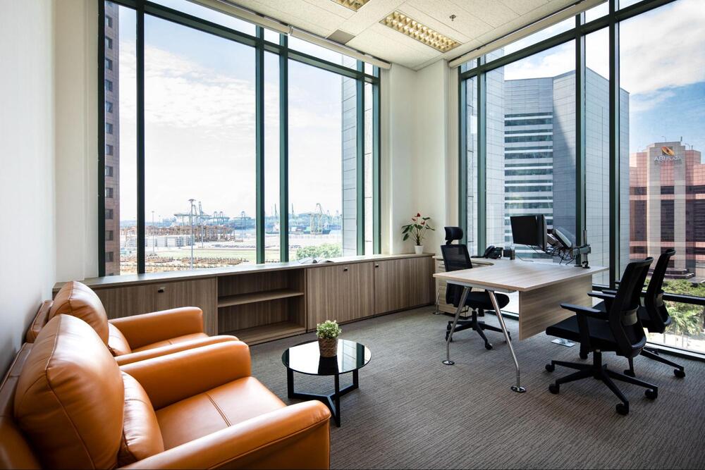 grey and orange office ideas