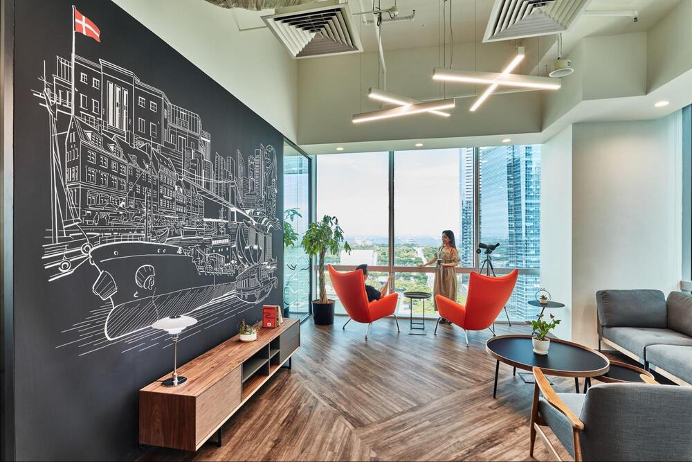 grey and orange office ideas