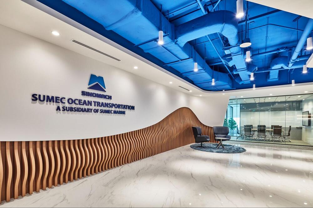 blue and white office design