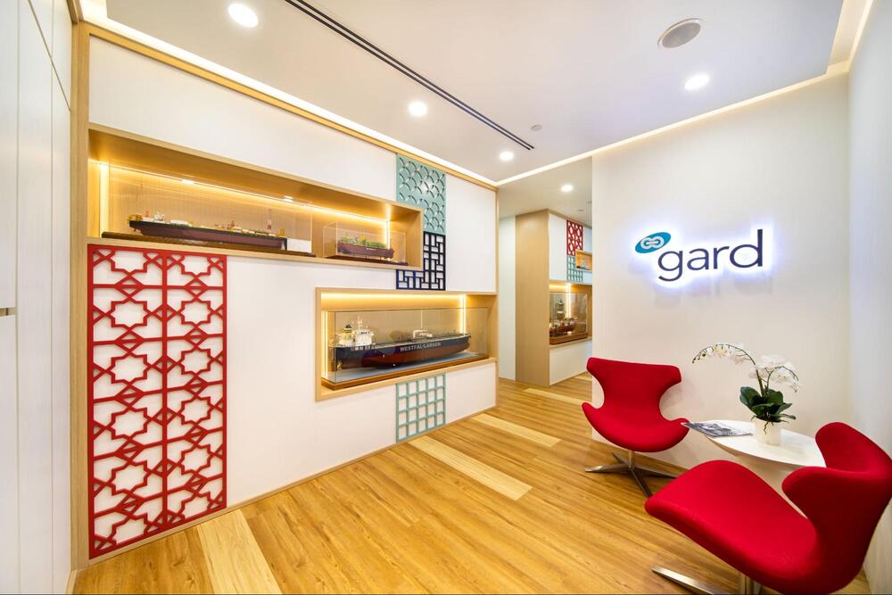 black white and red office decor